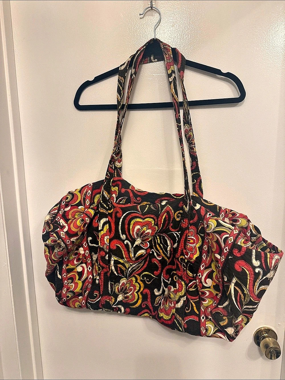 Vera Bradley Large Duffel Bag Paisley Shoulder Bag Brown & Red